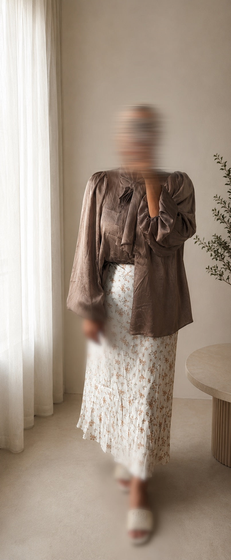 Mocha elegance blouse