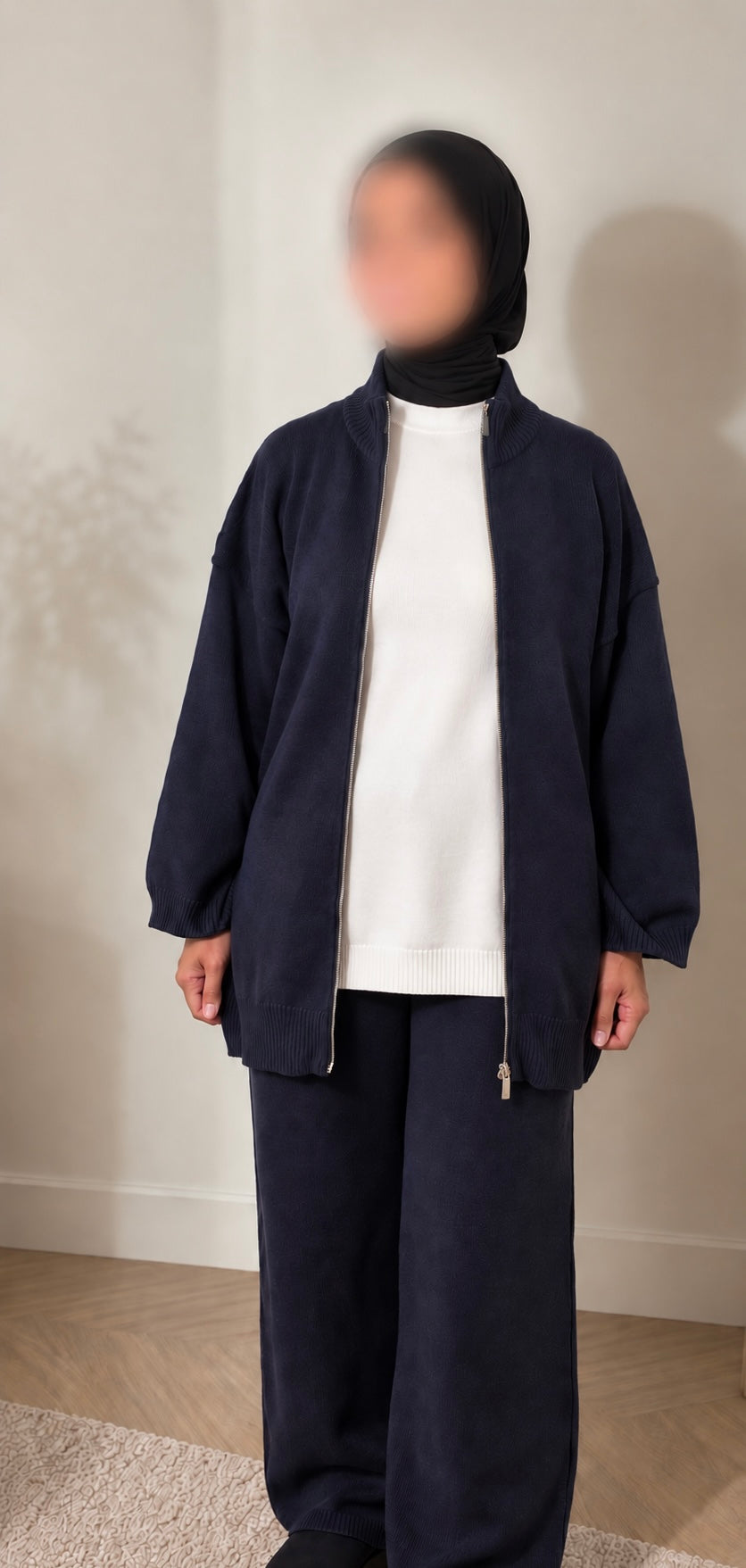 Cloud knit twinset - Navy blue