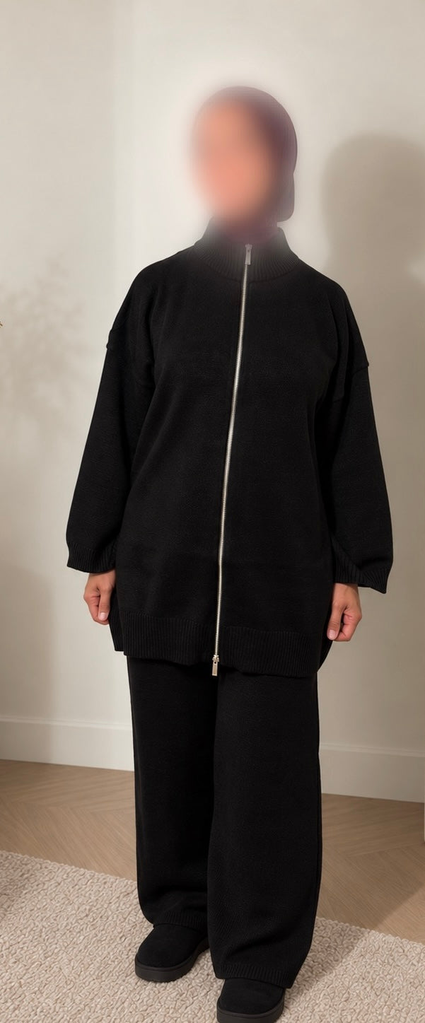 Cloud knit twinset - Black