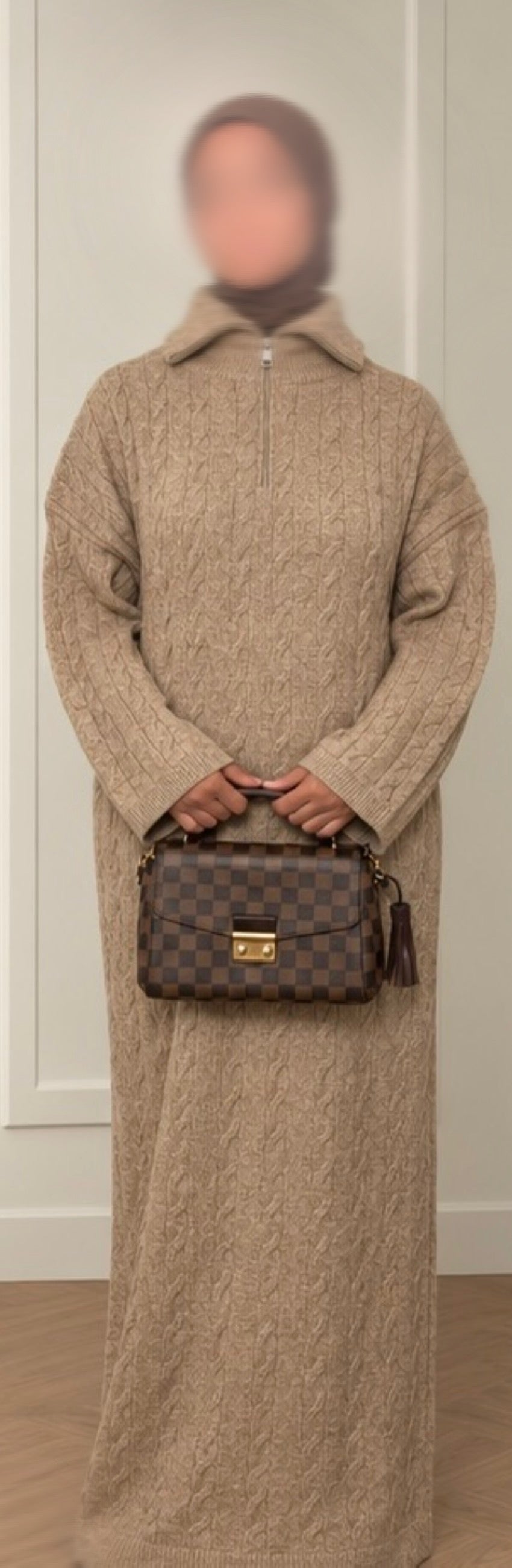 Cozy knit dress - Taupe