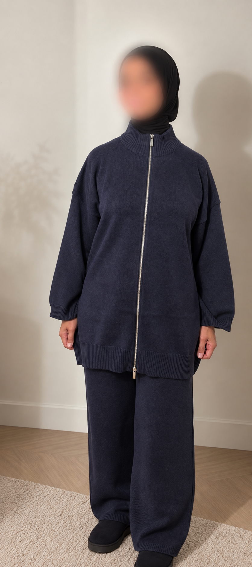 Cloud knit twinset - Navy blue