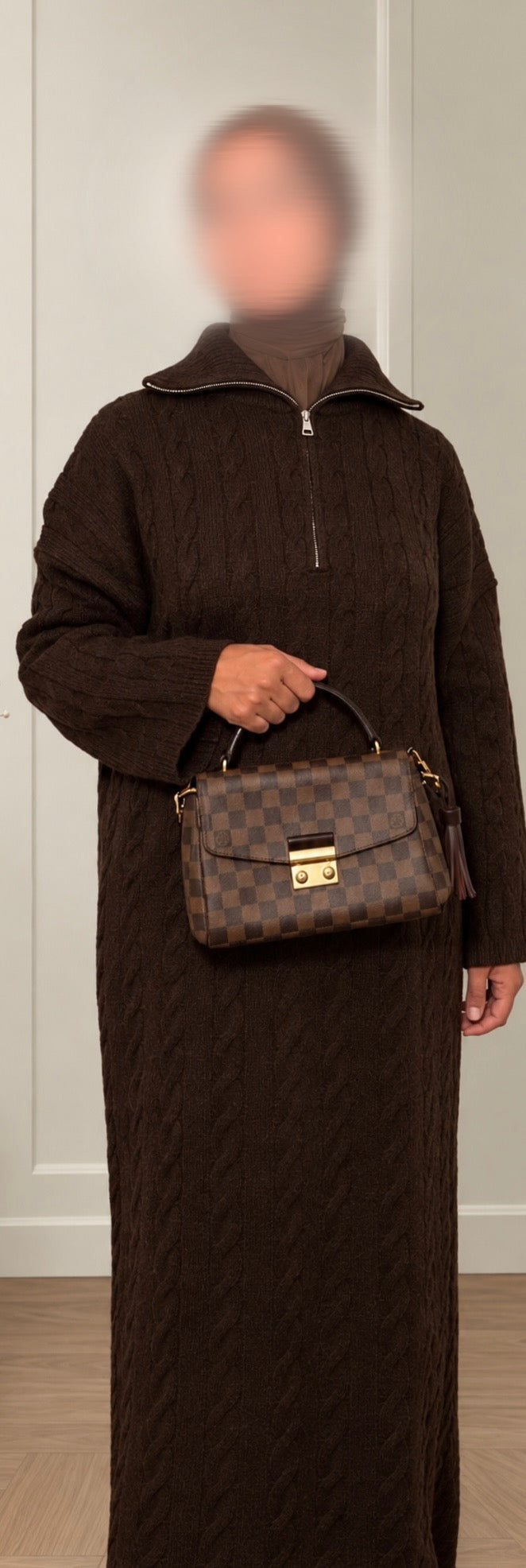 Cozy knit dress - Brown