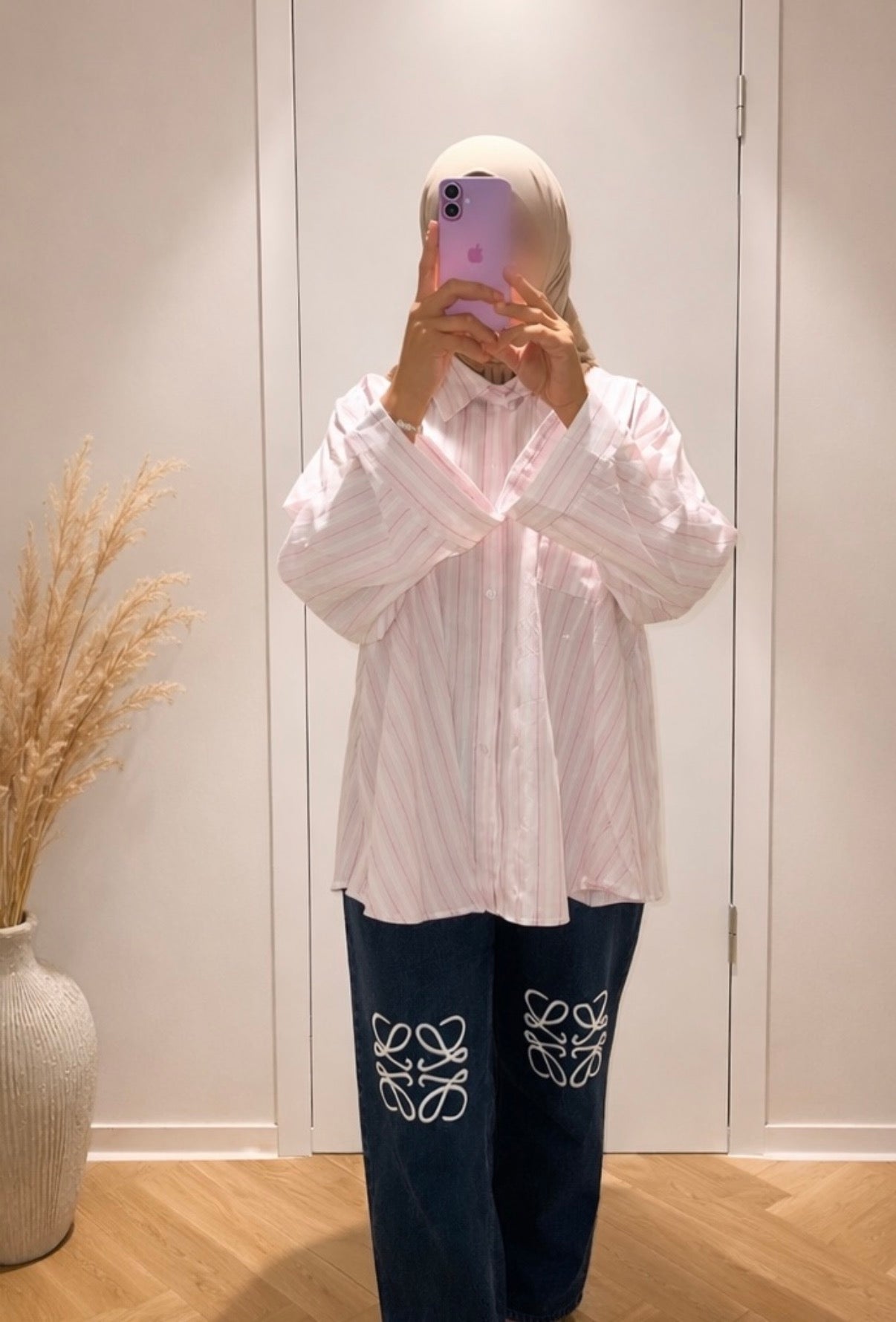 Striped blouse - Oversized Roze