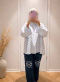 Striped blouse - Oversized Blauw