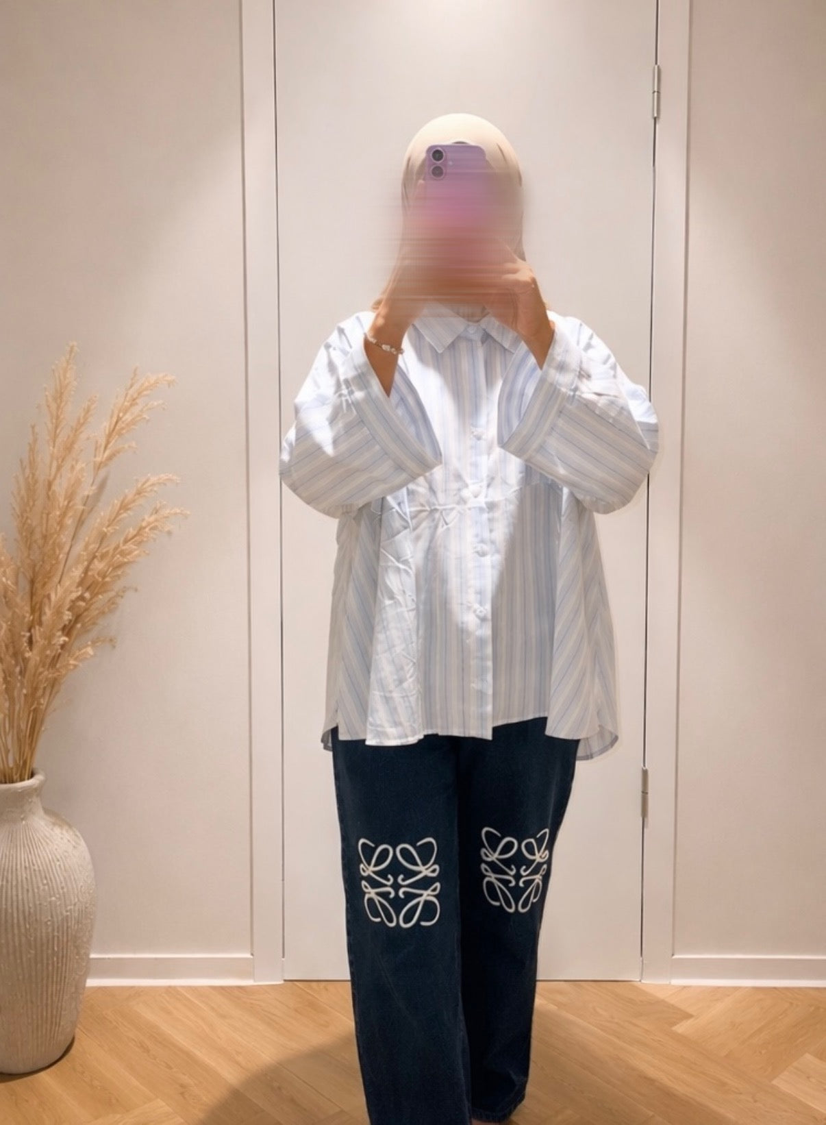 Striped blouse - Oversized Blauw